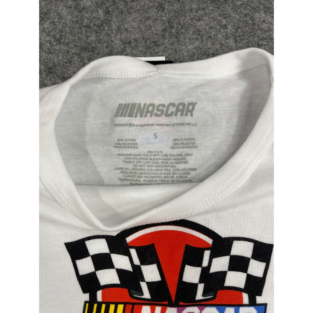 NASCAR Racing T-Shirt Size S‎ Kids White Checkered Flag Short Sleeve Top - Picture 2 of 4